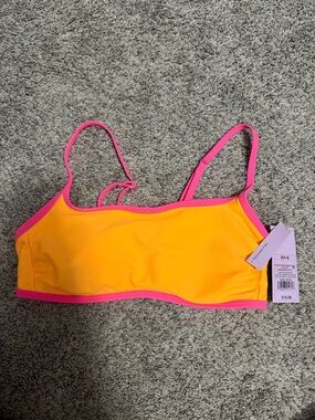 NWT Target Neon Orange Bikini Top with Hot Pink Trim size small